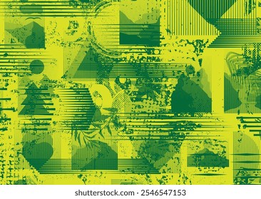 Background with glitch distorted grunge textures . grunge background texture with halftone dots, glitched shapes, textures and lines .Screen print vector background with grunge textured surface.