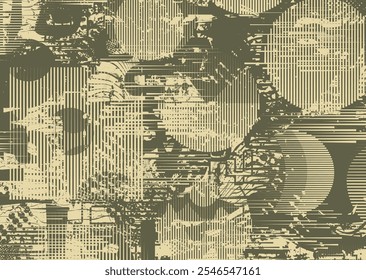 Fundo com falhas distorcidas texturas grunge . textura de fundo grunge com pontos de meio-tom, formas brilhantes, texturas e linhas. Tela de fundo vetor de impressão com grunge superfície texturizada.