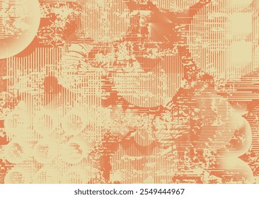 Background with glitch distorted grunge textures . grunge background texture with halftone dots, glitched shapes, textures and lines .Screen print vector background with grunge textured surface.