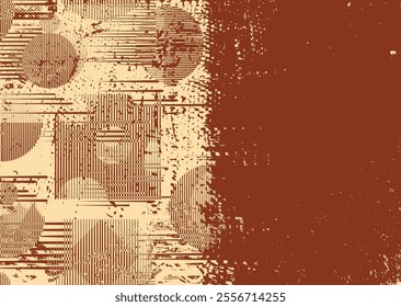 Background with glitch distorted grunge textures . grunge background texture with halftone dots, glitched shapes, textures and lines .Screen print vector background with grunge textured surface.