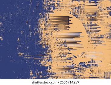 Background with glitch distorted grunge textures . grunge background texture with halftone dots, glitched shapes, textures and lines .Screen print vector background with grunge textured surface.