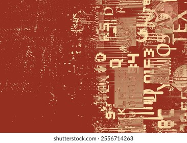 Background with glitch distorted grunge textures . grunge background texture with halftone dots, glitched shapes, textures and lines .Screen print vector background with grunge textured surface.