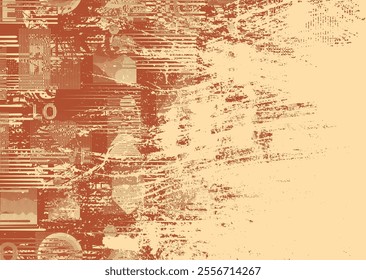 Background with glitch distorted grunge textures . grunge background texture with halftone dots, glitched shapes, textures and lines .Screen print vector background with grunge textured surface.