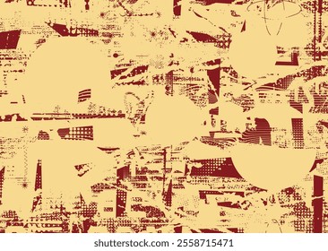 Background with glitch distorted grunge textures . grunge background texture with halftone dots, glitched shapes, textures and lines .Screen print vector background with grunge textured surface.