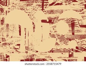 Background with glitch distorted grunge textures . grunge background texture with halftone dots, glitched shapes, textures and lines .Screen print vector background with grunge textured surface.