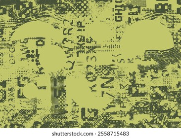 Background with glitch distorted grunge textures . grunge background texture with halftone dots, glitched shapes, textures and lines .Screen print vector background with grunge textured surface.