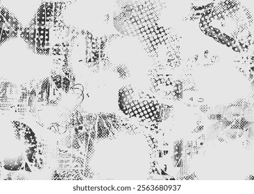 Background with glitch distorted grunge textures . grunge background texture with halftone dots, glitched shapes, textures and lines .Screen print vector background with grunge textured surface.