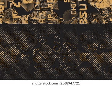 Background with glitch distorted grunge textures . grunge background texture with halftone dots, glitched shapes, textures and lines .Screen print vector background with grunge textured surface.