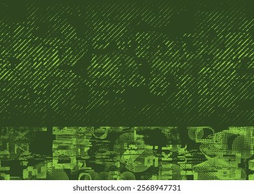 Background with glitch distorted grunge textures . grunge background texture with halftone dots, glitched shapes, textures and lines .Screen print vector background with grunge textured surface.