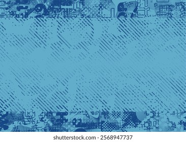 Background with glitch distorted grunge textures . grunge background texture with halftone dots, glitched shapes, textures and lines .Screen print vector background with grunge textured surface.