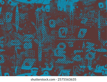 Background with glitch distorted grunge textures . grunge background texture with halftone dots, glitched shapes, textures and lines .Screen print vector background with grunge textured surface.