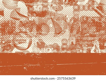 Background with glitch distorted grunge textures . grunge background texture with halftone dots, glitched shapes, textures and lines .Screen print vector background with grunge textured surface.