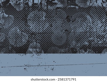 Background with glitch distorted grunge textures . grunge background texture with halftone dots, glitched shapes, textures and lines .Screen print vector background with grunge textured surface.