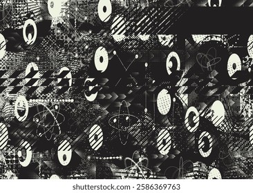 Background with glitch distorted grunge textures . grunge background texture with halftone dots, glitched shapes, textures and lines .Screen print vector background with grunge textured surface.