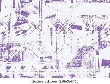 Background with glitch distorted grunge textures . grunge background texture with halftone dots, glitched shapes, textures and lines .Screen print vector background with grunge textured surface.