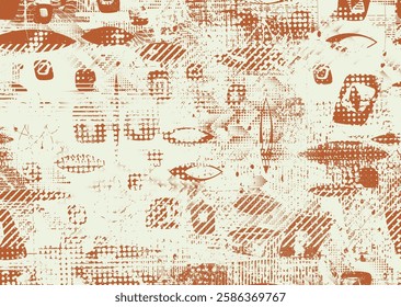 Background with glitch distorted grunge textures . grunge background texture with halftone dots, glitched shapes, textures and lines .Screen print vector background with grunge textured surface.