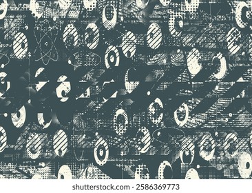 Background with glitch distorted grunge textures . grunge background texture with halftone dots, glitched shapes, textures and lines .Screen print vector background with grunge textured surface.
