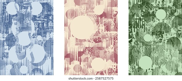 Background with glitch distorted grunge textures . grunge background texture with halftone dots, glitched shapes, textures and lines .Screen print vector background with grunge textured surface.
