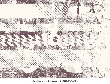 Background with glitch distorted grunge textures . grunge background texture with halftone dots, glitched shapes, textures and lines .Screen print vector background with grunge textured surface.