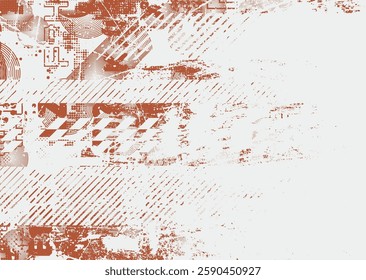 Background with glitch distorted grunge textures . grunge background texture with halftone dots, glitched shapes, textures and lines .Screen print vector background with grunge textured surface.