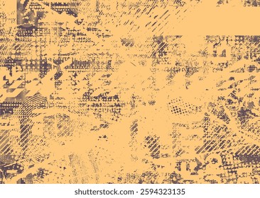 Background with glitch distorted grunge textures . grunge background texture with halftone dots, glitched shapes, textures and lines .Screen print vector background with grunge textured surface.
