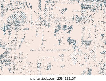 Background with glitch distorted grunge textures . grunge background texture with halftone dots, glitched shapes, textures and lines .Screen print vector background with grunge textured surface.
