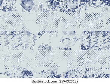 Background with glitch distorted grunge textures . grunge background texture with halftone dots, glitched shapes, textures and lines .Screen print vector background with grunge textured surface.
