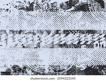 Background with glitch distorted grunge textures . grunge background texture with halftone dots, glitched shapes, textures and lines .Screen print vector background with grunge textured surface.
