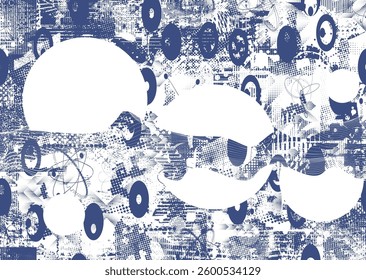 Background with glitch distorted grunge textures . grunge background texture with halftone dots, glitched shapes, textures and lines .Screen print vector background with grunge textured surface.