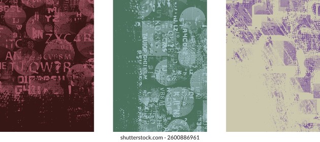 Background with glitch distorted grunge textures . grunge background texture with halftone dots, glitched shapes, textures and lines .Screen print vector background with grunge textured surface.