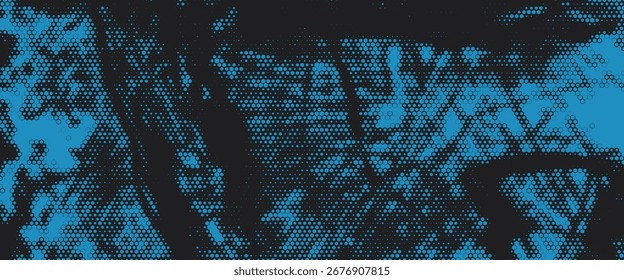 Background with glitch distorted grungy textures .Cyber punk background texture with halftone dots, glitched shapes, textures and lines .Screen print vector background with grunge textured surface.