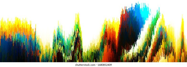 Background of glitch manipulations. Stock vector illustration. Abstract texture of blue, yellow, green and red shades.