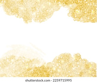 Background with glitter golden frame and space for text. Vector glitter decoration, golden dust. Perfect for Christmas and birthday cards. Background with golden glitter scattered with space.