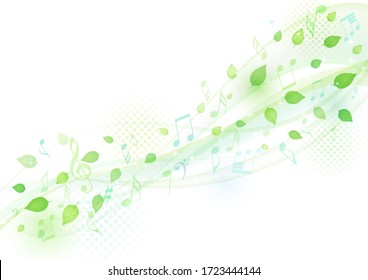Background of glittering leaves flowing in the wind with music