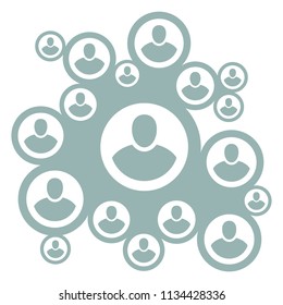 Background in the global computer network. Social media concept. Abstract social network scheme, which contains people icons connected to each other.