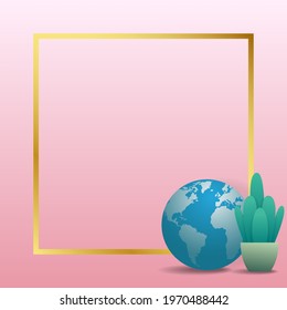 background with globe and flowers. eart day and environment day background