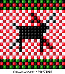background glossy cubes and black deer