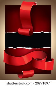 Background with glossy der ribbons and place for your text