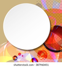 Background with glossy glass colorful ball, vector illustration.