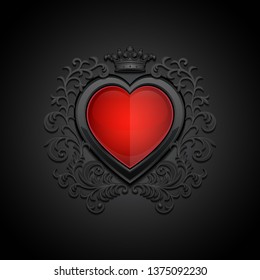 Background with glossy heart. Vector illustration.
