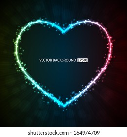 Background with glowing heart-shape. EPS10 vector