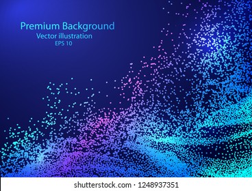 Background of glowing particles.Explosion of colored powder .Abstract wave