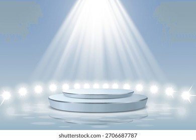 Fundo de pedestal brilhante e luz.