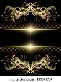 Background with glowing star and golden ornament
