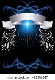 Background with glowing star and silver ornament