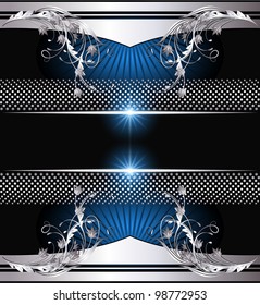 Background with glowing star and silver ornament