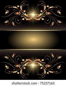 Background with glowing stars, silver ornament and smoke
