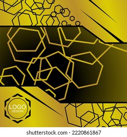 vektor de diseño de patrones de geometri negro de oro de fondo