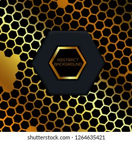 background gold and black, hexagon,3D, vector