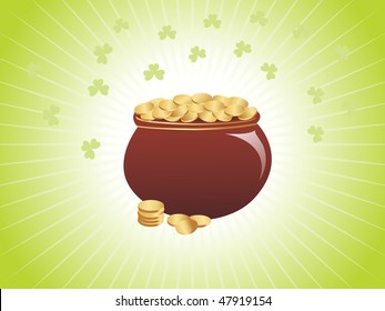background with gold coins earthenware